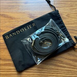 Bandolier Black Phone Strap with Gold Clips